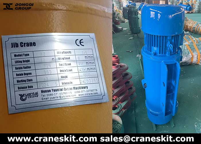 1.5 ton pillar jib crane and rope hoist