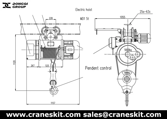 double speed 5 ton 6m electric hoist design