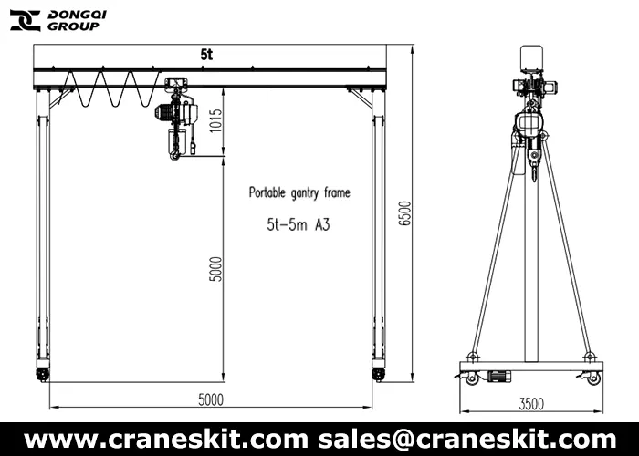 5 ton fixed height gantry crane design