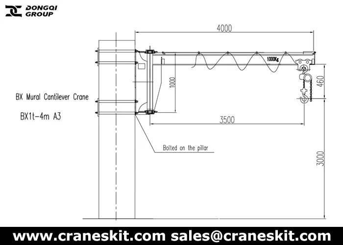 1 ton manual wall mounted jib crane design