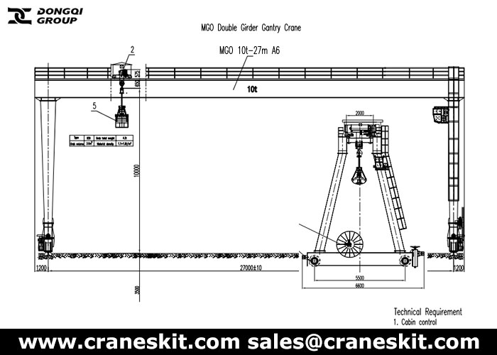 Thailand 10 ton gantry crane with grab design drawing