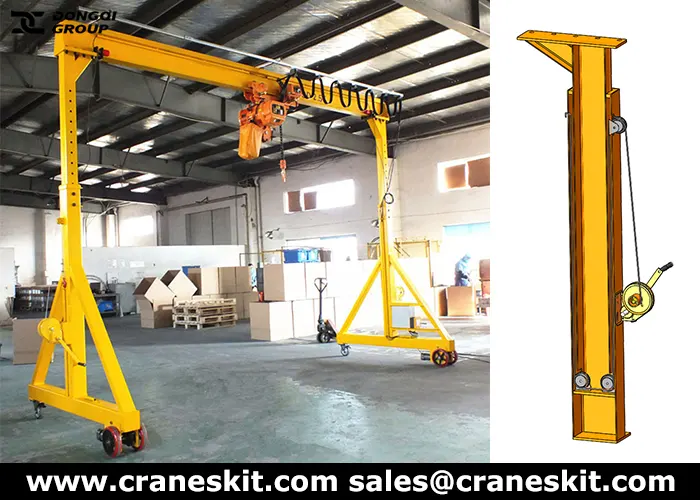 hand winch 3 ton adjustable gantry crane to uae