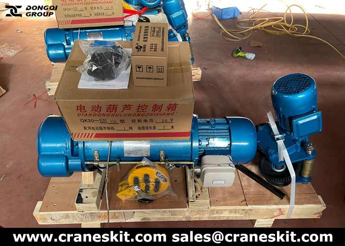 1 ton 7m wire rope hoist for sale to Thailand