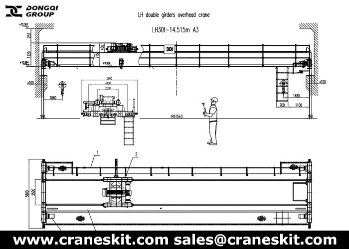 Cambodia 30 ton overhead crane design drawing