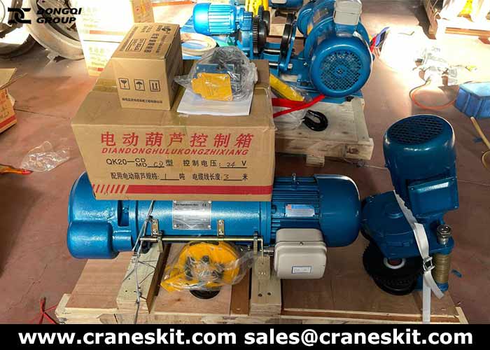 1 ton 3m wire rope hoist for sale to Thailand