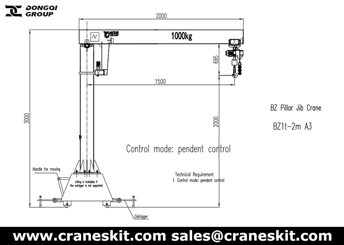 1 ton mobile jib crane design drawing