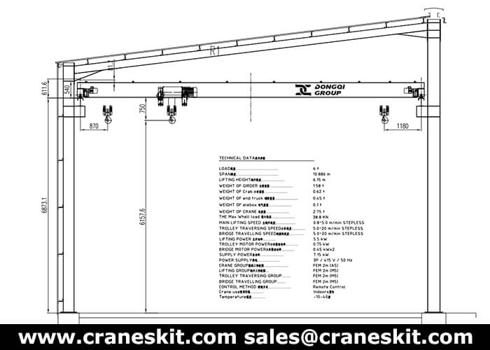 6 ton European standard overhead crane for Australia