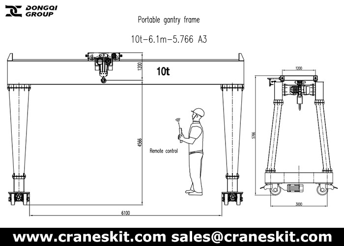 10 ton portable gantry crane for sale USA design drawing