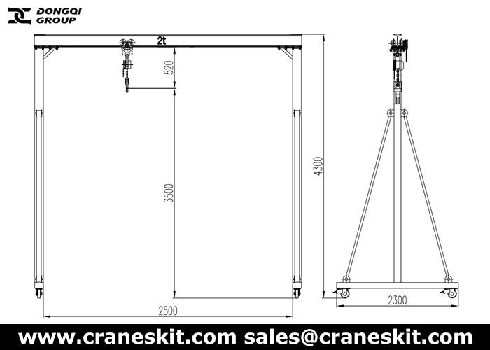 Tanzania 2 ton portable gantry crane design