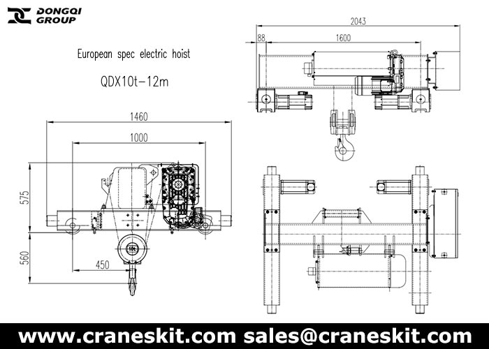 European standard 10 ton double girder hoist designs